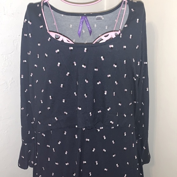 🎄Maternity Nursing Seraphine Navy blue/Pink Dot Dress-Size US 10 - Picture 3 of 15